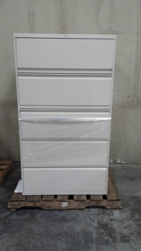 5 Drawer Horizontal Metal Filing Cabinet - Beige Cream  - 64x36x18
