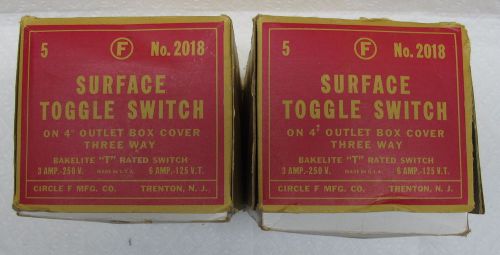 10 circle f surface toggle switch on 4&#034; outlet box cover bakelite new old stock for sale