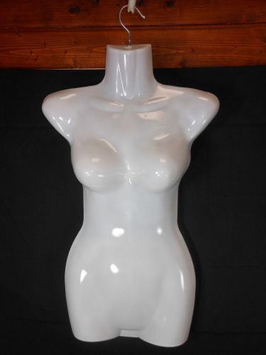 White FEMALE TORSO MANNEQUIN n Hook for Hanging Woman&#039;s Clothing Display