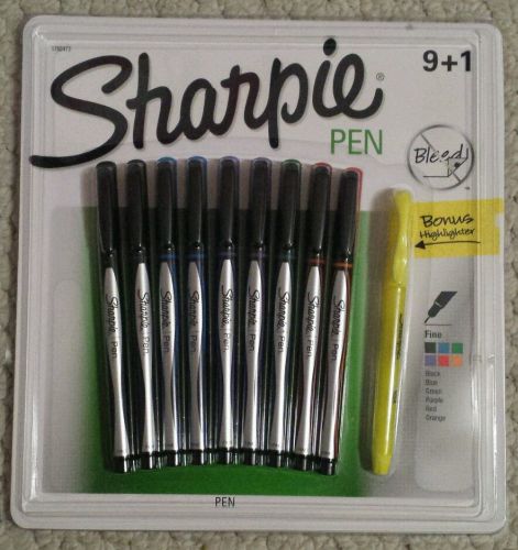 New! Sharpie Pen 9 Pack + 1 Highlighter