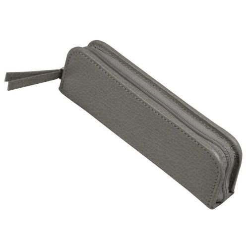 LUCRIN - Single-pen zip-up case - Granulated Cow Leather - Dark grey