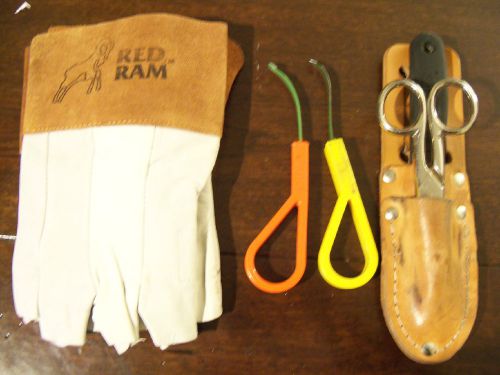 Klein tools electrician&#039;s scissors 5187 scissors splicer knife gloves 2 needles for sale