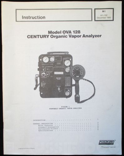 Original Model OVA 128 CENTURY Organic Vaport Analyzer Instruction Manual