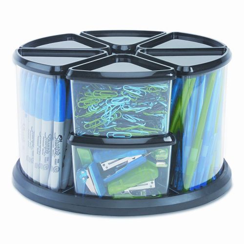 Nine Canister Carousel Organizer, Plastic, 11 1/8w x 11 1/8h, Black/Clear