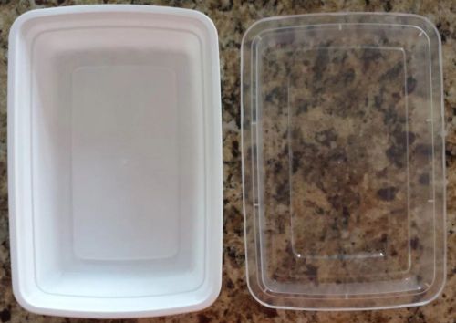 Lot Of 50 26 Oz White Rectangular Microwavable Cantainer With Lid