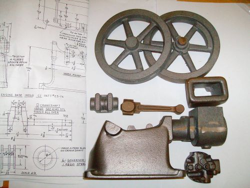 Model associated &#034;hired man&#034; hit &amp; miss engine castings &amp; drawings water cooled for sale