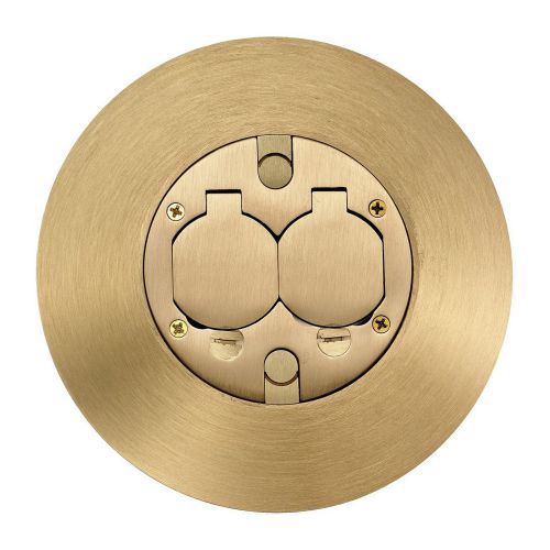 Hubbell 3&#034; Poke-Through Cover, Solid Brass, 20A Duplex, FRFBRS2A, ScrubShield