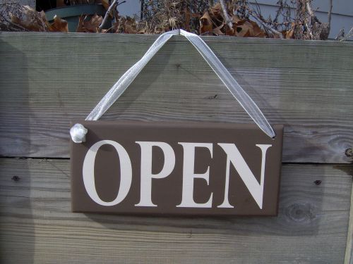 Open Closed Wood Vinyl Sign Two Sided Business Shop Store Merchantile Advertise