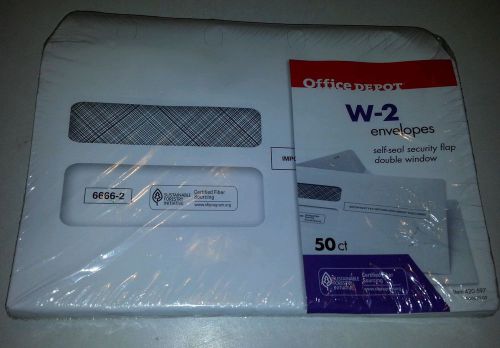 Office Depot   Double Window     W-2 Tax Form Envelopes   White   Self seal.