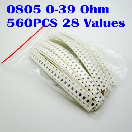 560pcs 28values 0r-39r 0805 chip resistor smd smt resistor assortment kit set for sale