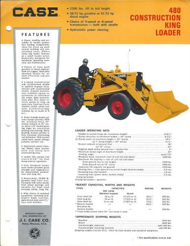 Equipment Brochure - Case - 480 - Construction King Loader - c1968 (E2134)