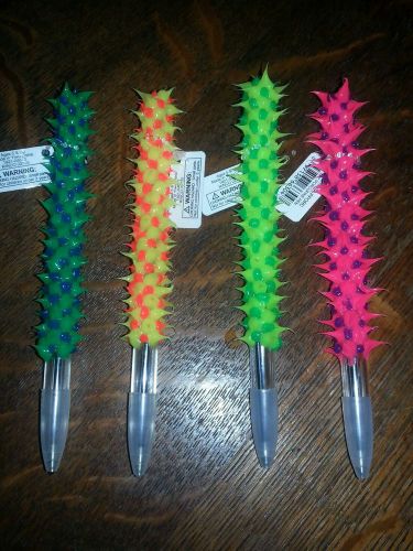Porcupine Ballpoint Pens Set Of Four Black Light Reactive Brand New