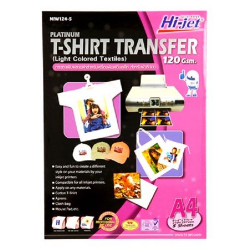 Hi-jet transfer paper inkjet t-shirt light colored textiles iron platinum 5 st. for sale
