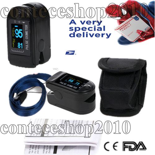 Promotion!  Contec OLED Fingertip oxygen pulse oximeter CMS50D, black, US Stock