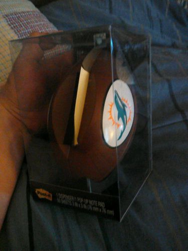 Post-it Miami Dolphins NFL Football Shaped Pop-Up Note Dispenser  !! Awesome