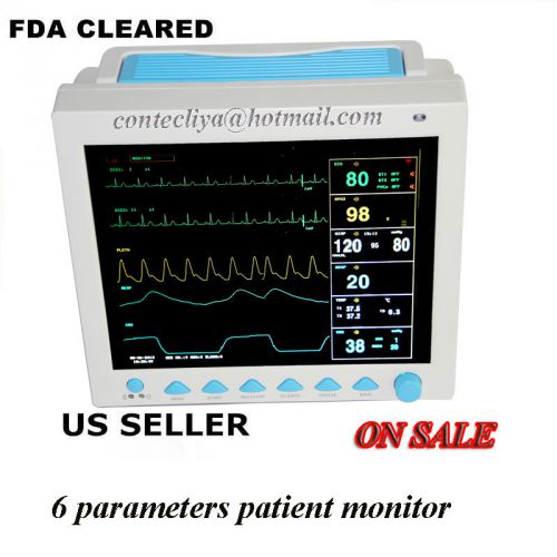 US Sale Hot 12&#039; LCD FDA Multi 6 Parameters colour ICU/CCU Vital Patient Monitor