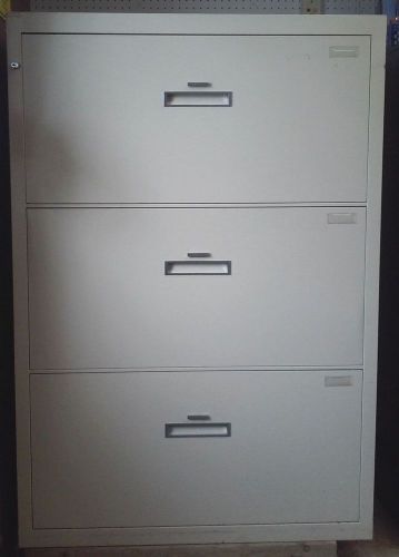 Shaw walker 3 drawer lateral fire rated filing cabinet with 2 keys for sale