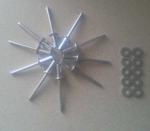 100 rivets all aluminum closed/sealed6-4 3/16 x 1/4 with aluminum backup washers for sale