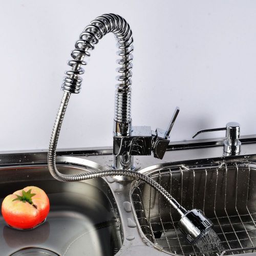 Good quality square copper kitchen sink spring pull out faucet mixer tap for sale