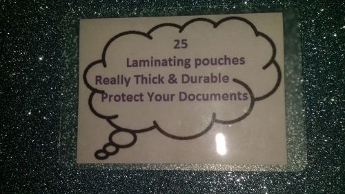 25 Extra Thick Laminating/Laminator Pouches/Sheets Military Card 10 Mil