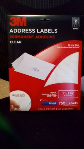 3M 3400-D ADDRESS LABELS CLEAR (700 LABELS) UNOPENED PACK (AVERY 5662 / 5162 )