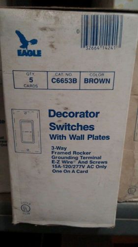 Eagle C6635B Brown Decorator Switch W/Wallplate 3 way Box of 5