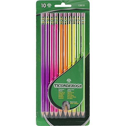 Dixon Ticonderoga No.2 Pencils, Assorted Neon, 10-Pack