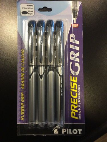 Pilot Precise Grip Rollerball Stick Pens, Extra Fine Point, Black Ink, 4/Pack