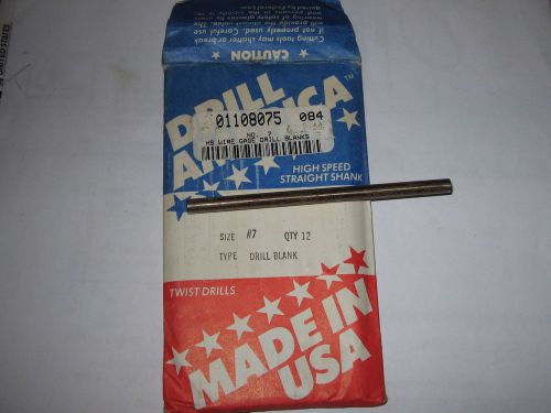 Drill america, no. 7 x 3-5/8in. hss jobber drill blanks, (qty 12)nos , for sale