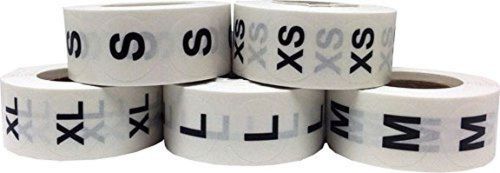 Clothing Size Stickers Adhesive Labels For Retail Apparel XS S M L XL Round C...