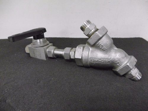 Swagelok ss-45ts12 3/4&#034; ss 40-series ball valve w/ a351-cr8m 3/4&#034; y-valve for sale