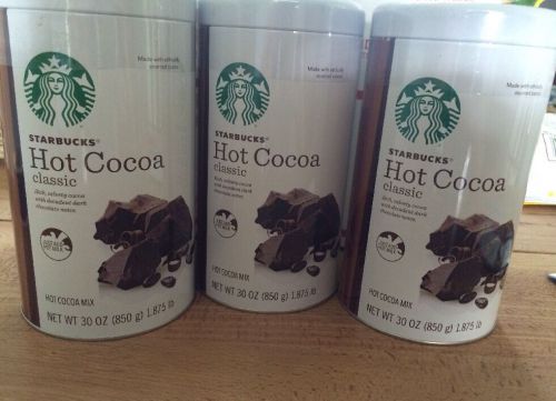3 - 30oz. Starbucks Hot Cocoa Classic Sealed Cocoa Mix Exp. March 28, 2017