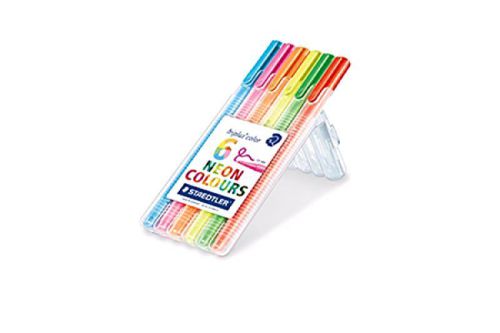 STAEDTLER Triplus ® NEON Color Box Pack of 6 Fibre Tip Pens 1mm Tip 323 SB6CS1
