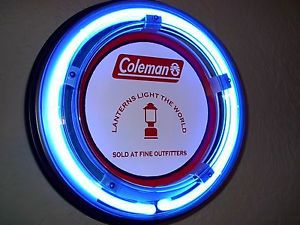 *** Coleman Camping Lantern Cooler Vintage Style Man Cave Neon Advertising Sign