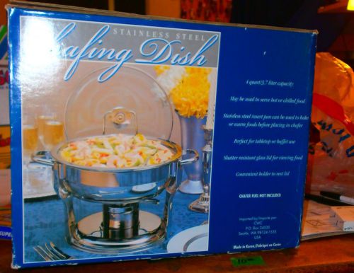 CWC Chafing Dish Stainless Steel 4 qt. 3.7 L Shatter Resistant Glass Lid
