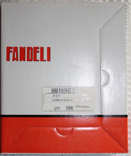 100/box FANDELI 9&#034;x11&#034; 800 Grit Aluminum Ox Open Coat Stearated Sandpaper Sheets