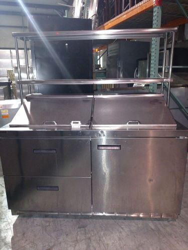 Used delfield 60&#034; mega top refrigerated prep table with over shelf - 4460n-24 for sale