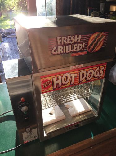Apw wyott dr-2a hot dog broiler with bun warmer rotisserie type 150 franks... for sale