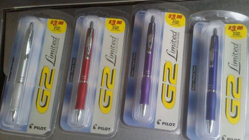 BRAND NEW LOT OF 4 PILOT G2 LIMITED PENS Red, Silver, Blue, Purple $50+ retail