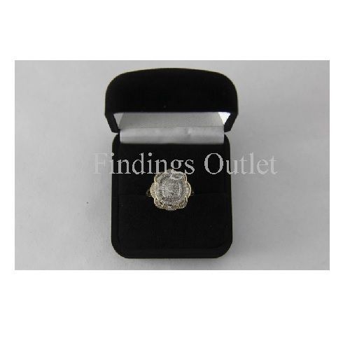 Black Soft Flocked Velour Large Ring Jewelry Gift Box