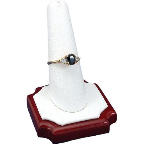 Ring Finger White Faux Leather Rosewood Display