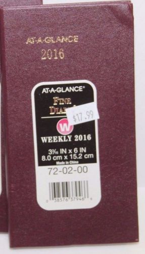 At A Glance 72-02-00 Weekly 2016 Pocket Planner 3 3/16&#034; x 6&#034; Burgundy