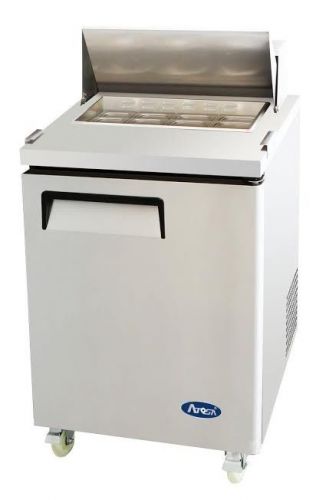 Atosa msf8301 27&#034; 1 door sandwich prep table refrigerated w/ casters &amp; pans for sale