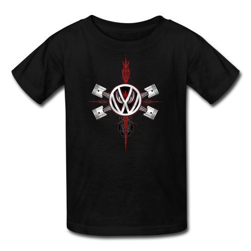 VW VOLKSWAGEN CROSSED PISTONS VW Logo Mens Black T-Shirt Size S, M, L, XL - 3XL