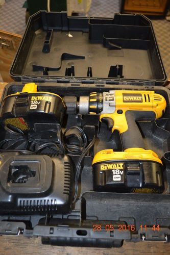 DeWALT 18v DC925 cordless hammer drill kit with two batteries, charger
