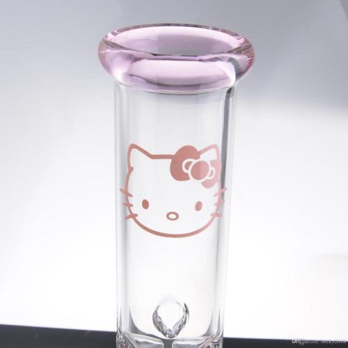 Pink hello kitty bong recycler glass pipe oil rigs glass bongs water pipe for sale