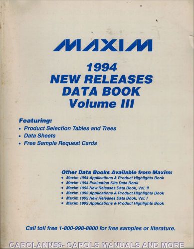 MAXIM Data Book 1994 New Releases Volume 3