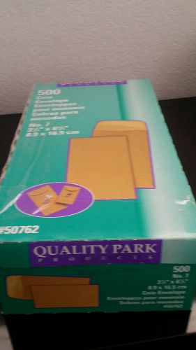 Quality Park 50762 Coin/Small Parts Envelopes, #7, 3-1/2&#034;x6-1/2&#034;, 500/BX, Kraft
