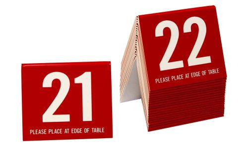Plastic Table Numbers 21-40, Tent Style, Red w/white number, Free shipping