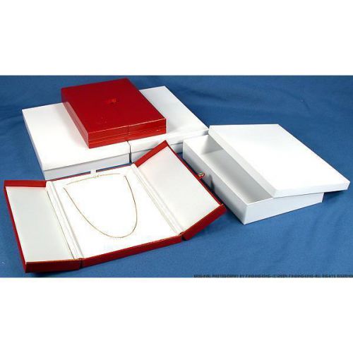 3 large necklace boxes red faux leather display for sale